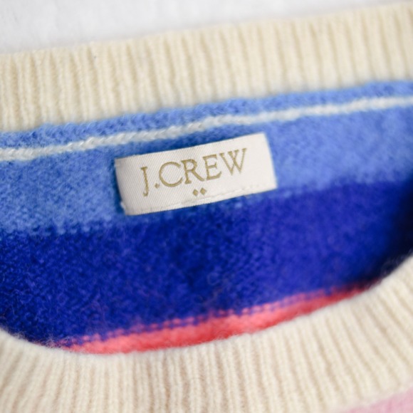 J. Crew Teddie Sweater XS/S Rainbow Striped Crewneck Preppy Soft Girl Spring - Picture 2 of 8